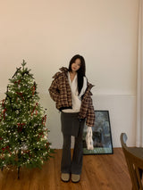 Witty Bulky Check 2-Way Zipper Hood Puffer