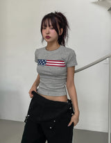 ミゴヴィンテージスター&ストライプクロップ半袖Tシャツ