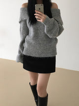 Candle off-shoulder knitwear (3 colors)