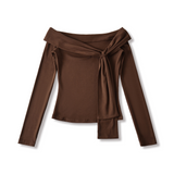 Ribbon Off-Shoulder Wrap Top