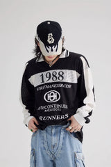 メッシュカラープリンティド長袖Tシャツ