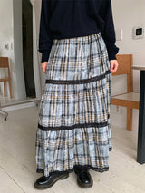 FADE CHECK MAXI SKIRT (2C)