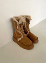 TEDDY LACE UP FUR BOOTS