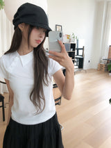 フォルネルアンバランス襟付き半袖Tシャツ