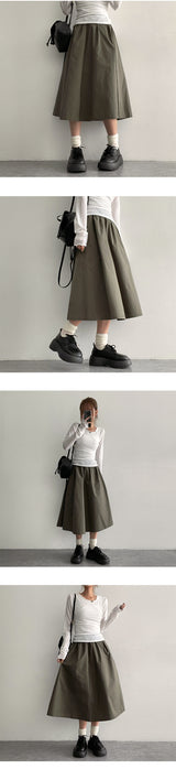 Chaho Banded Waist Long skirt