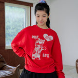 HEART CAT SWEATSHIRTS (RED)