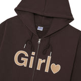 Girl zip-up hoodie - Brown