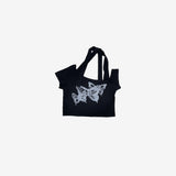 トニオバタフライストラップクロップドtシャツ