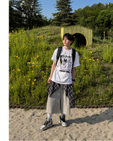 Lever Check Layered Bermuda Pants