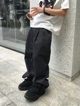 ジェフワンプリーツ ローワイドデニムパンツ
