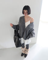 Mohair wool knitwear oversized-fit cardigan