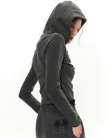 Patch Slim Hoodie _ Dark Grey