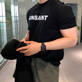 Aubre Unstint Lettering Muscle Fit Short Sleeve