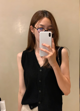 Rear V-neck Sleeveless Knit / 3 colors
