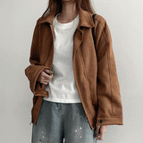 Hana Slit Collar Suede Jumper
