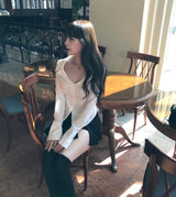 [♡MADE♡ ] ティプシーガールスクエアアイレットシャツ (tie set)