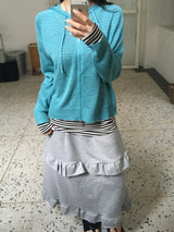 Half frill banding sweat long skirt (2c)