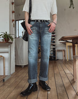 グリッドウォッシングデニムパンツ