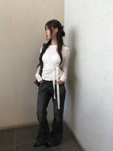 Kojin Studded Wrap Tie Off-Shoulder T-Shirt