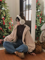 [BELLIDE MADE] Puppy, two-way bore fleece zip-up hoodie