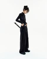 Double-Waisted Jersey Pants / Black