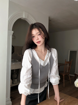 #Romantic Lace Cotton100 Strap Blouse