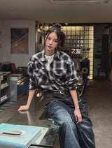 Kio two-tone layered denim pants