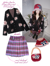 Hot Pink Knit Flower Bunk Hat & Bag Set 2