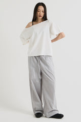 ワンショルダーTシャツ, White