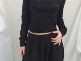 Floral cross-neck top