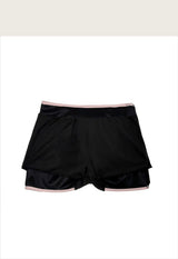 [ pink line ] チアーサテンスリーブレストップ + ストラップミニ sk