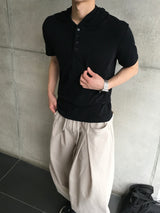 ゴーデ ヘンリーネック フーデッド ショートスリーブ Tシャツ 5カラー