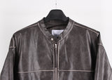 NON COLLAR LEATHER JACKET