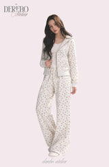 Floral Loose Hoodie Training Set(PANTS)