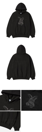 24FW LETTERING RABBIT HOODIE BLACK