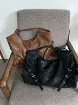 Belted Buckle Cross Double Strap Big Shoulder Bag (3 Colors)