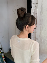 #Back Ribbon Embroidery Knit Cardigan (5color)