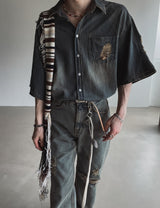 Summer shea damage washed denim half shirt