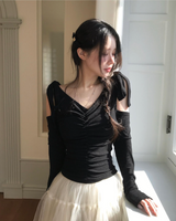 term ribbon off & shirring slim top