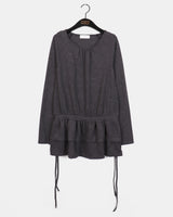Riffon frill strap round long-sleeved T-shirt