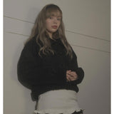 FLUFFY SHEARING COAT-BLACK