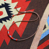 leather & turquoise beads necklace brown