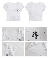 クラシックドットUネッククロップ半袖Tシャツ