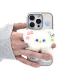 サンケース ビーズベア ホワイトクリーム（グロッシーシルバー）