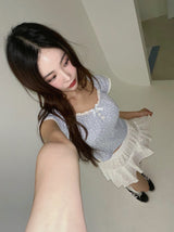 Romance Flower Shirring Sleeveless Top
