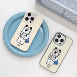 blue bag epoxy silver bumper smartphone case(Cream Color)