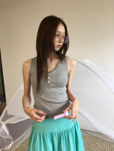 Liang button frill long skirt (4color)