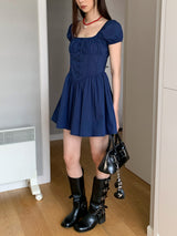 Palace Square Neck Puff Flared Dress