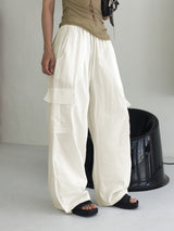 Horsher rustling nylon pintuck two-way cargo pants