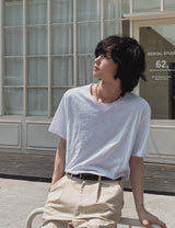 [LANARCH] ベーシックUネック半袖Tシャツ